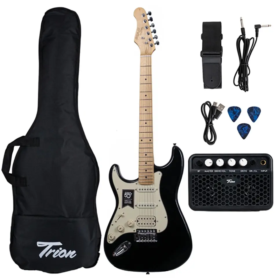 Trion TGP-112-LHBK Siyah Solak Elektro Gitar Seti