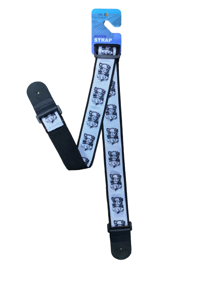 Chicago Desenli siyah Beyaz Gita Askısı