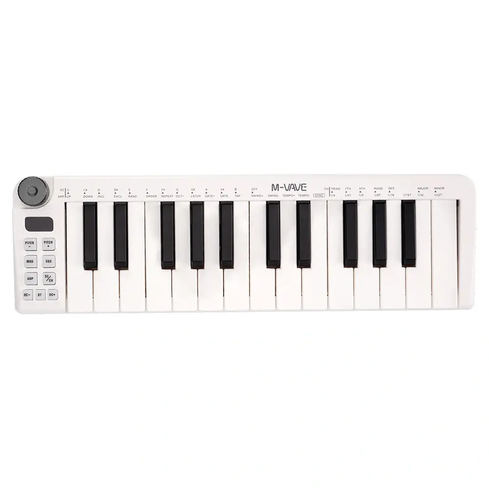 M-VAVE SMK-25 MINI WHITE 25 Tuşlu Kablosuz Şarjlı MIDI Klavye