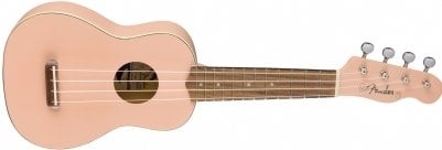Fender Venice Soprano Ceviz Klavye Shell Pink Ukulele