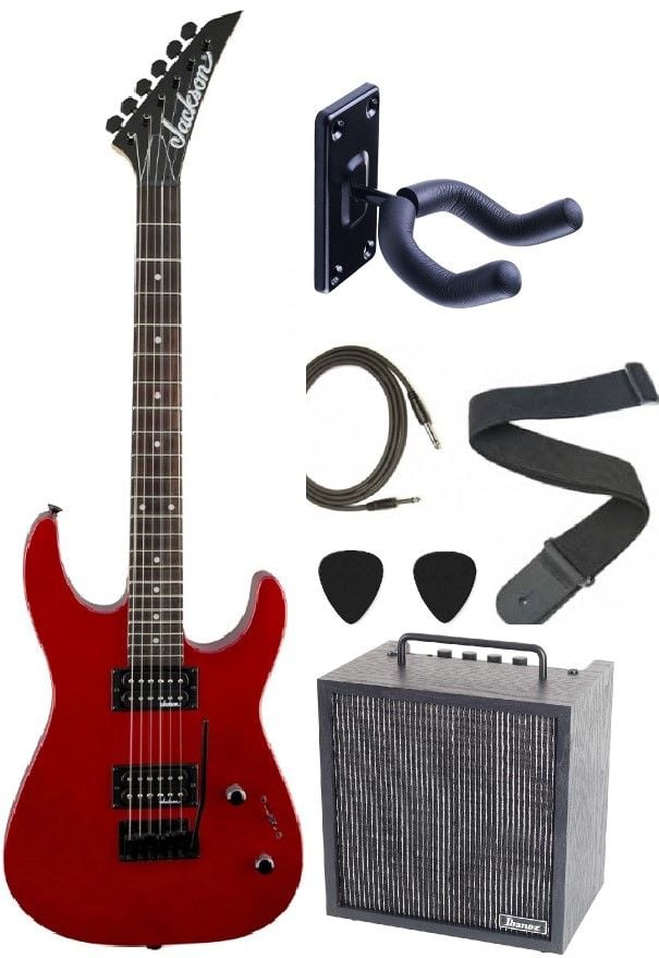 Jackson JS11 Dinky 2-Point Tremolo Amaranth Klavye Metallic Red Elektro Gitar Set