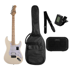 KOZMOS KGP-STG20HSS-OWH Beyaz Elektro Gitar + UNIQUE-MINI-BK 10W Amfi Başlangıç Paketi