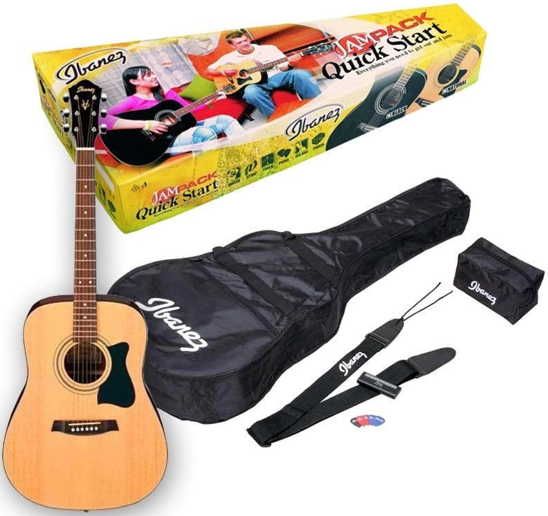 IBANEZ V50NJP-NT V Serisi JAM Paket Natural Akustik Gitar Seti Akort Cihazı & Gigbag ve Aksesuarlar Dahil