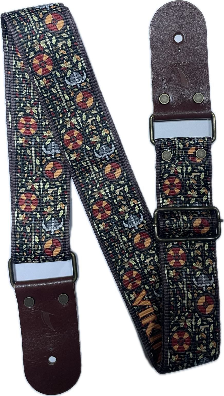 Rune Rhythm Viking Desenli Deri Uçlu Gitar Askısı