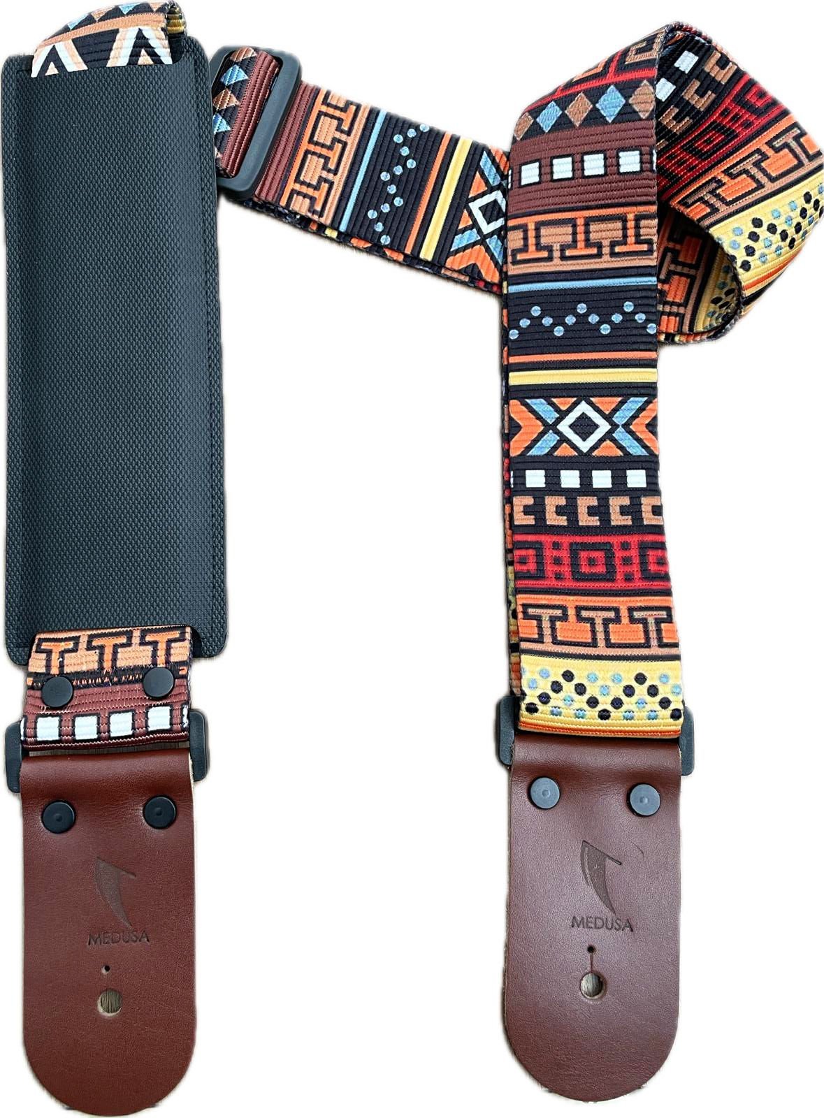 Medusa Savanna Kahve Deri Uçlu Omuz Korumalı Bass ve  Gitar Askısı