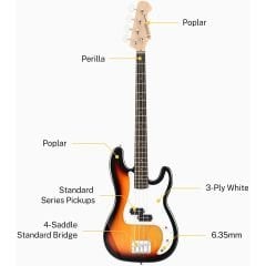 Donner Dpb-510S Bas Gitar Paketi (Sunburst)