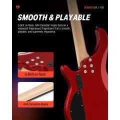 Donner DPJ-100 PJ-Style Bas Gitar (Kırmızı)