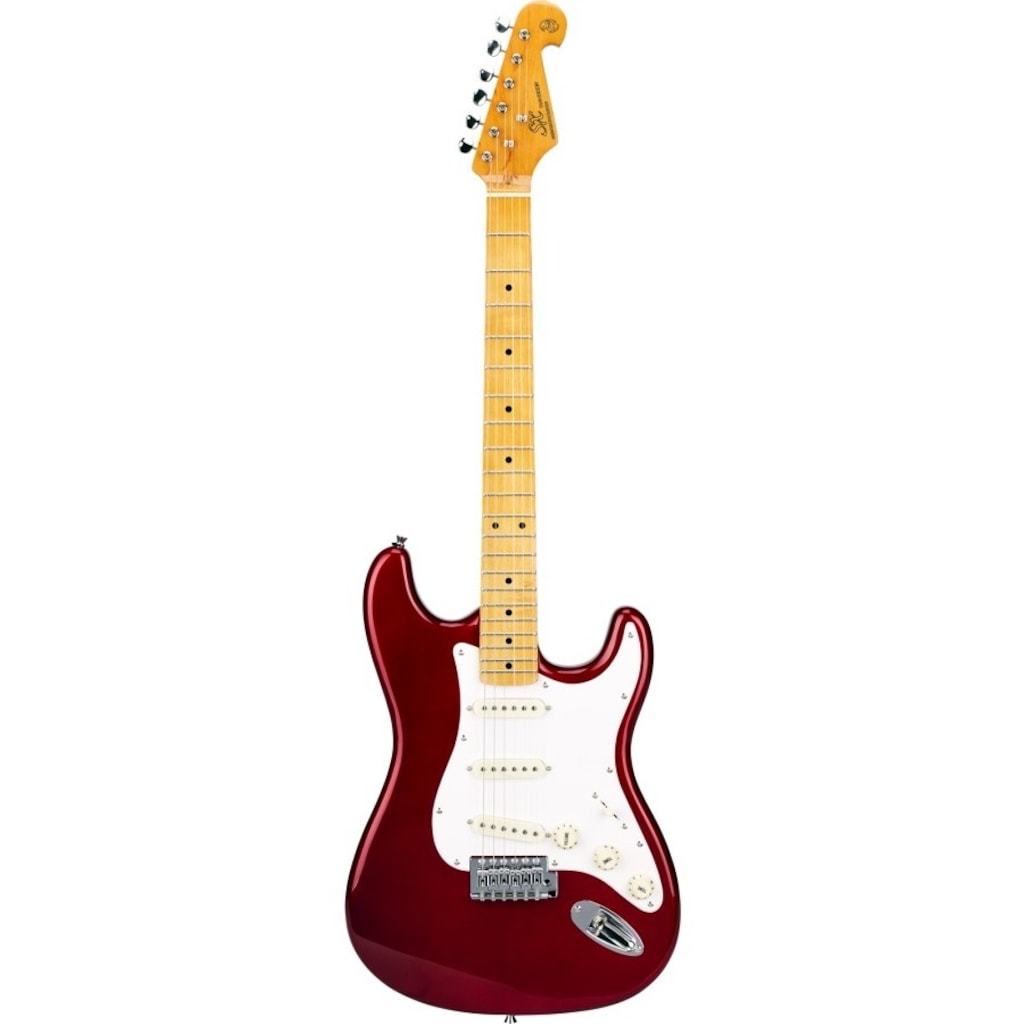 SX SST57+ CAR Stratocaster Elektro Gitar (Candy Apple Red)