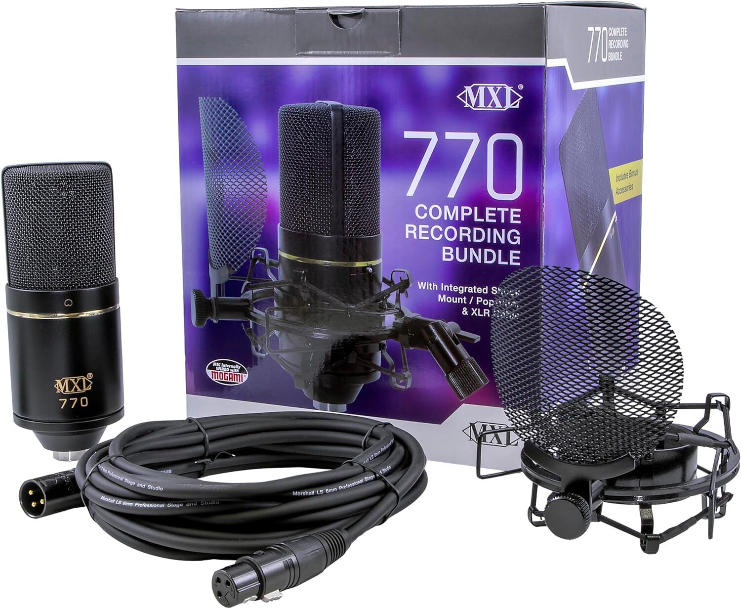MXL 770 Complete Bundle Condenser Mikrofon Seti (Shock Mount + Pop Filtre + XLR Kablo)