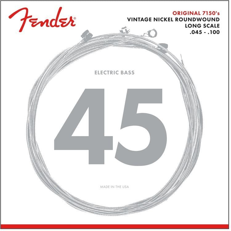 Fender Original 7150 Bass Strings Pure Nickel Roundwound Long Scale Ggs 7150ML .045-.100 String Sets - Bas Gitar Teli