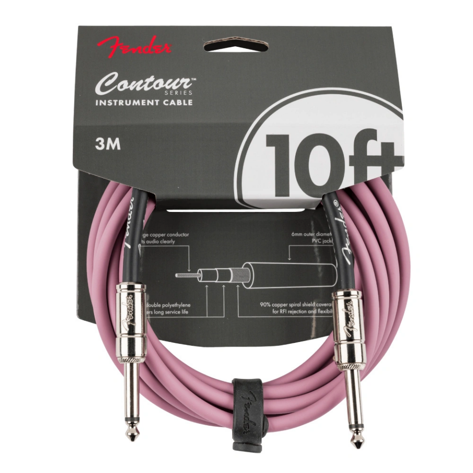Fender Contour Serisi 3 Metre Pembe Enstrüman Kablosu
