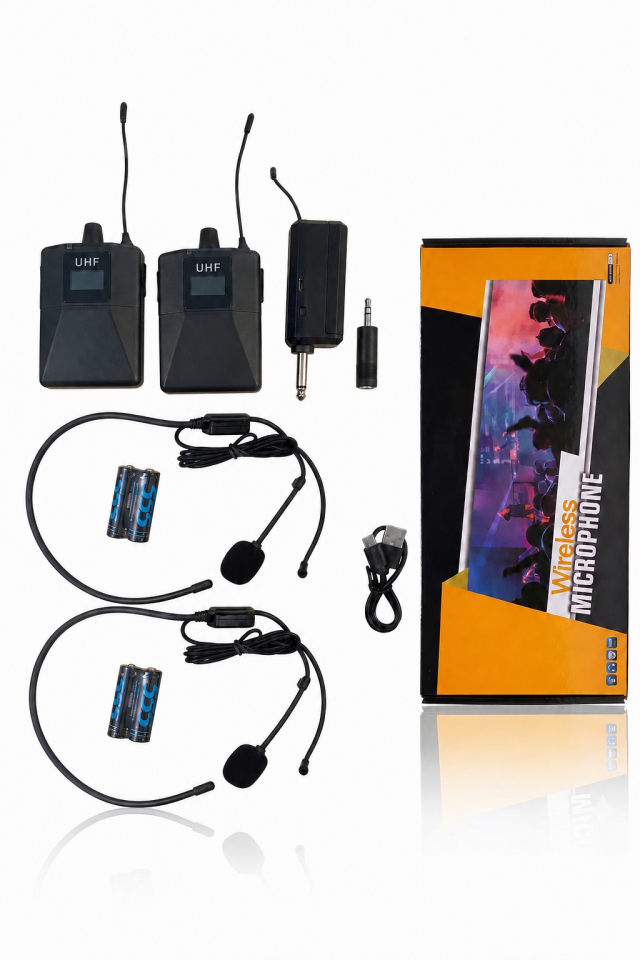 WIRELESS WX02D UHF Kablosuz Kafa ve Yaka Mikrofon Seti