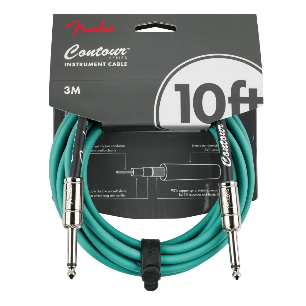 FENDER Contour Serisi 3 Metre Yeşil Enstrüman Kablosu
