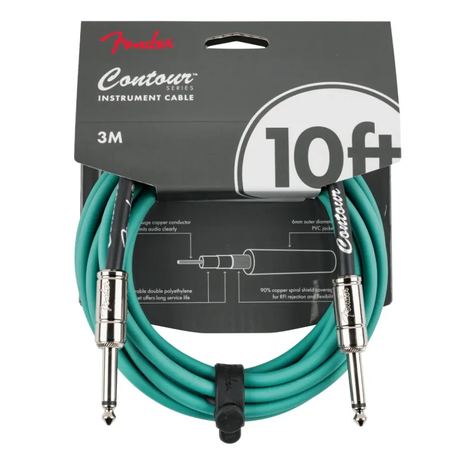 FENDER Contour Serisi 3 Metre Yeşil Enstrüman Kablosu
